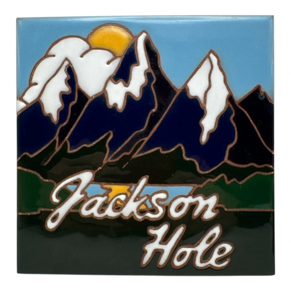 Tile Trivet Jackson Hole Grand Teton Mountains Collectible Souvenir 6